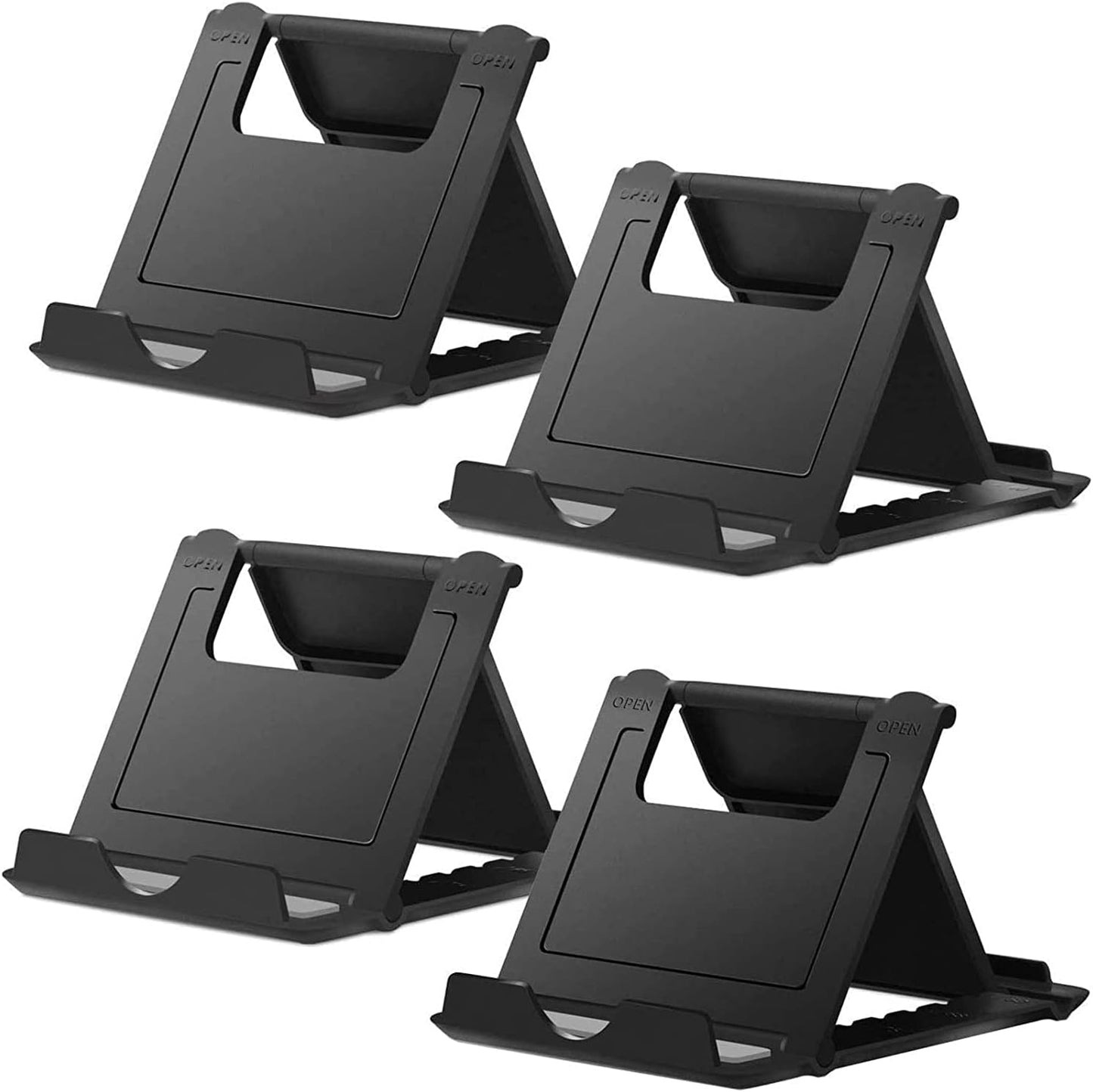 Cell Phone Stand 4 Pack, Tablet Stand Multi-Angle, Universal Phone Stand for Desk,Compatible Phone 13 12 Pro plus All Android Smartphones,(Black)