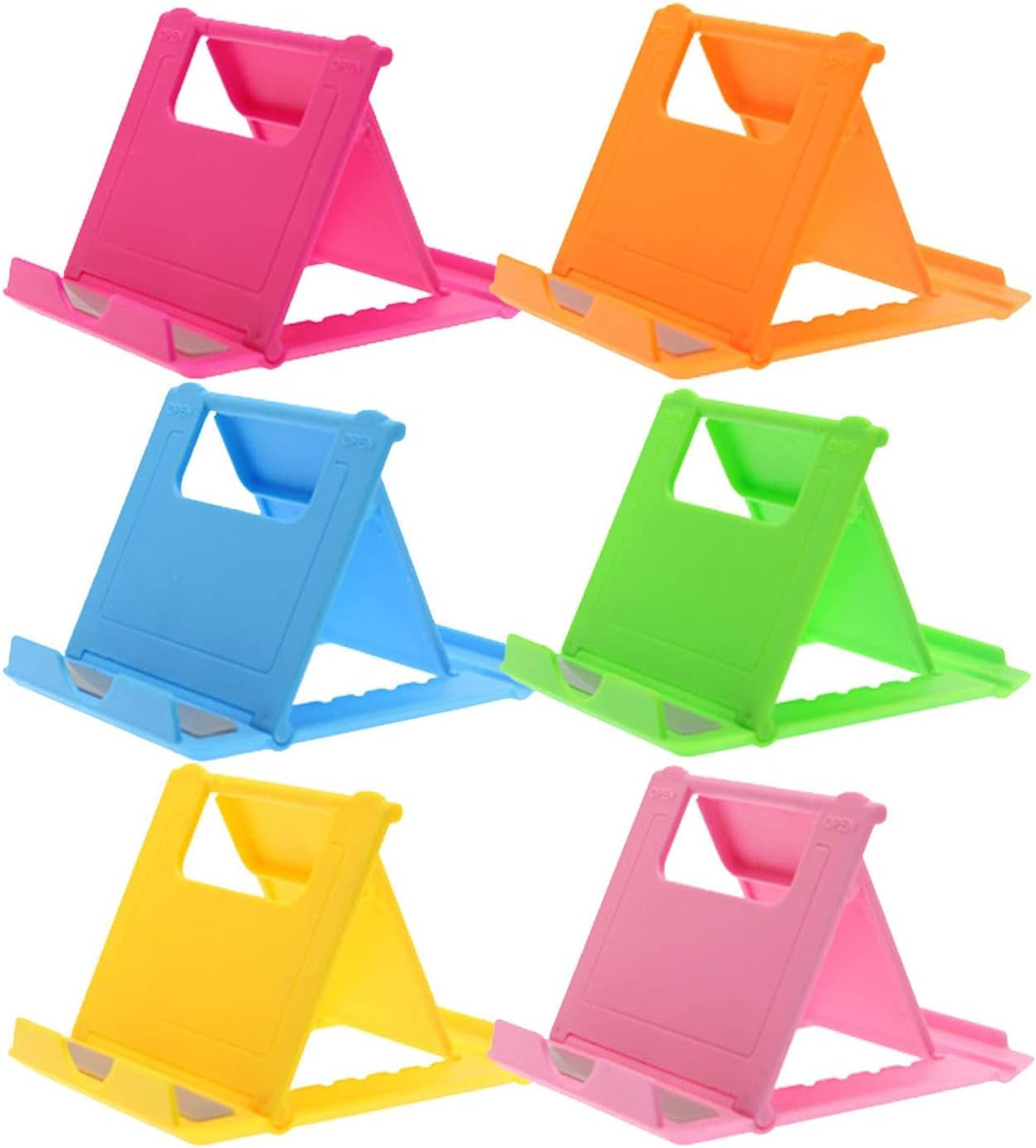 Cell Phone Stand, 6 Pack Tablet Stand Adjustable, Universal Foldable Multi-Angle Pocket Phone Stand for Desk,Compatible with Phone 13 12 11 Pro XS Max X 8 6S plus All Android Smartphones,(Multicolor)