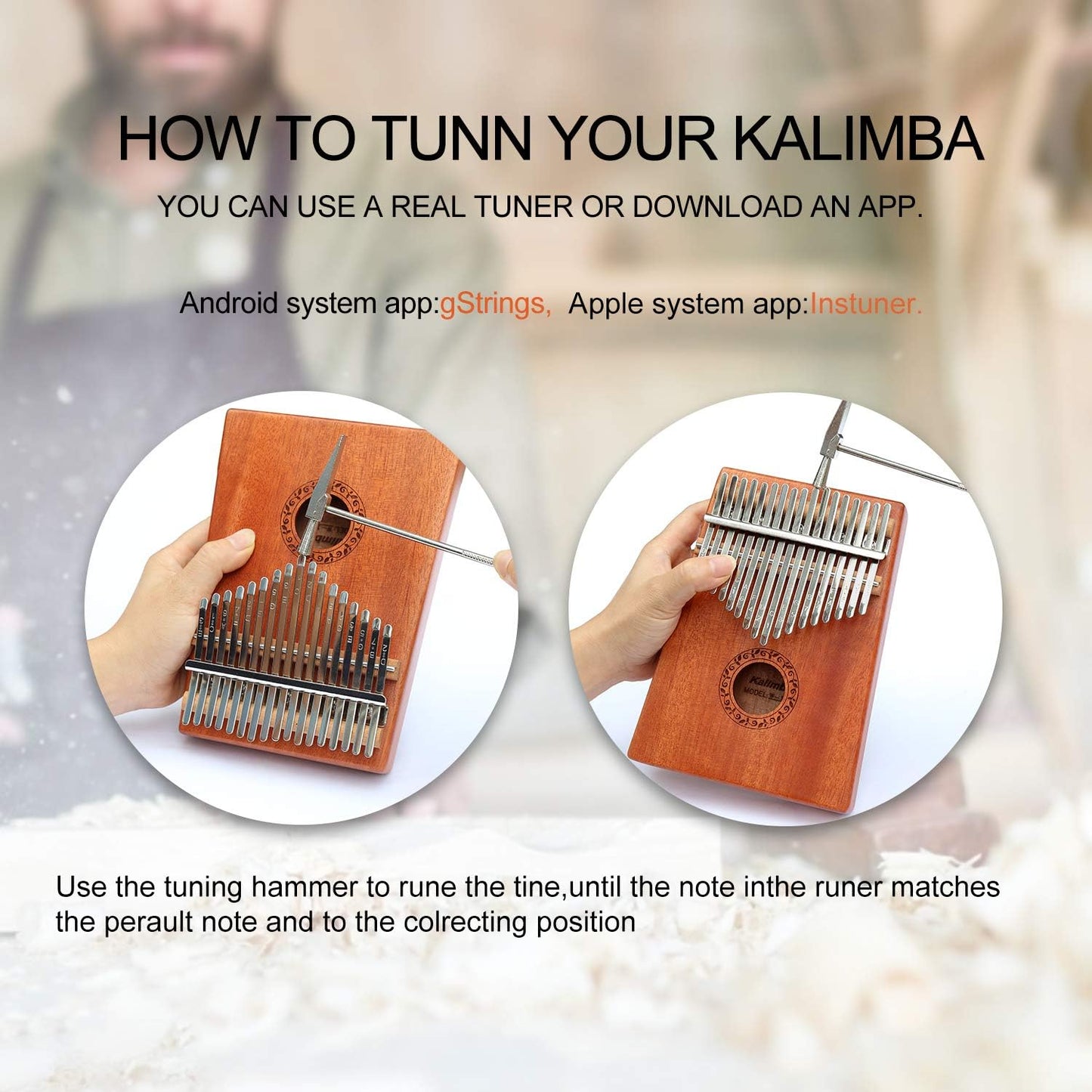 Kalimba 17 Keys Thumb Piano with Hard Case Study Instruction and Tune Hammer, Portable Mbira Sanza African Wood Finger Piano, Gift for Kids Adult Beginners Professional (Brown with Hard Case)