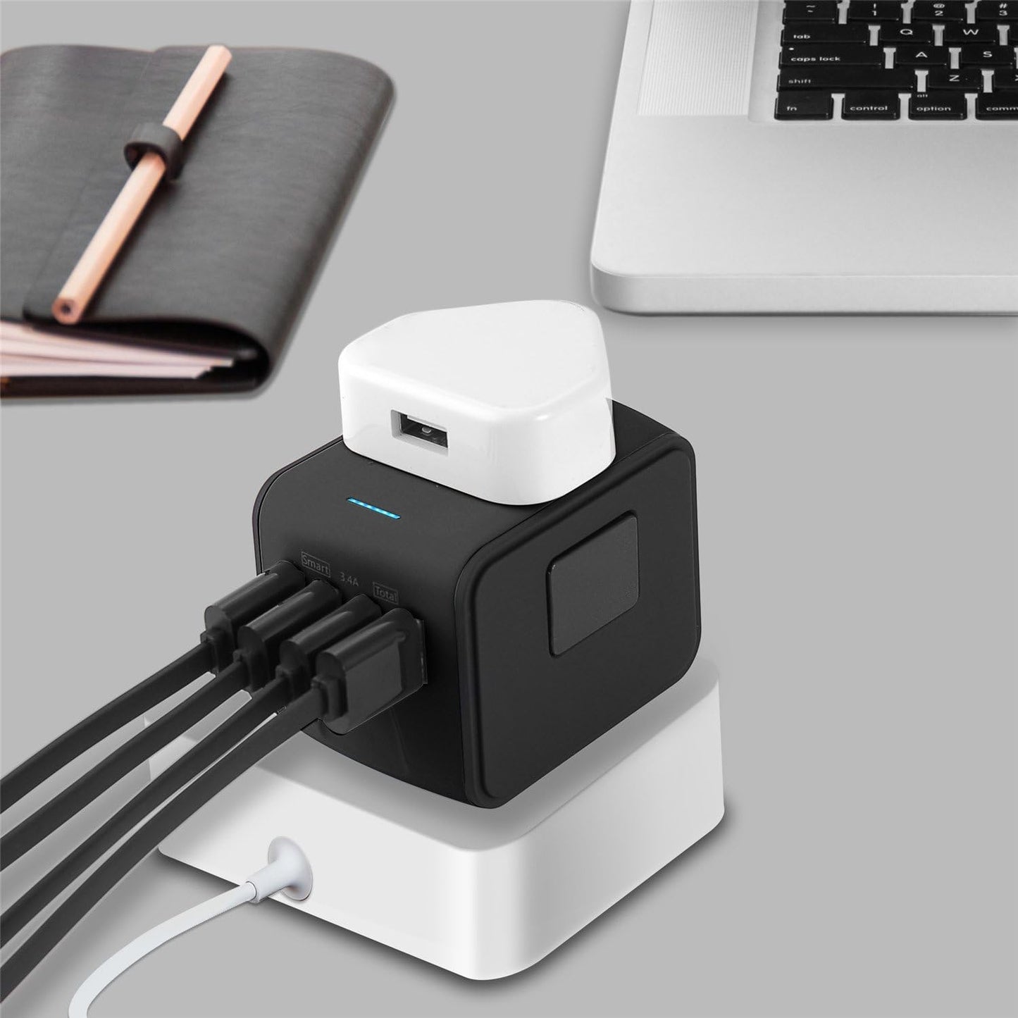 International Travel Adapter Universal Power 4 USB Wall Charger AC Wall Outlet Plugs Converter for US, EU, UK, AU European 160 Countries (Black)