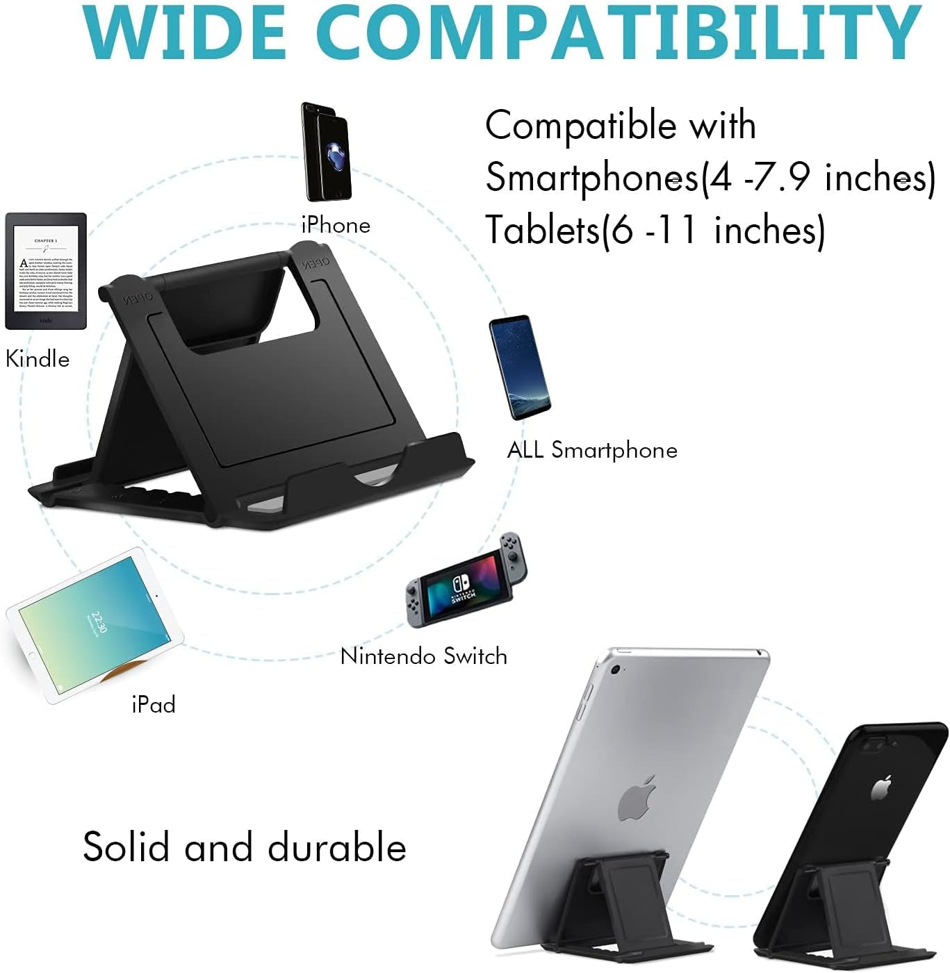 Cell Phone Stand 4 Pack, Tablet Stand Multi-Angle, Universal Phone Stand for Desk,Compatible Phone 13 12 Pro plus All Android Smartphones,(Black)