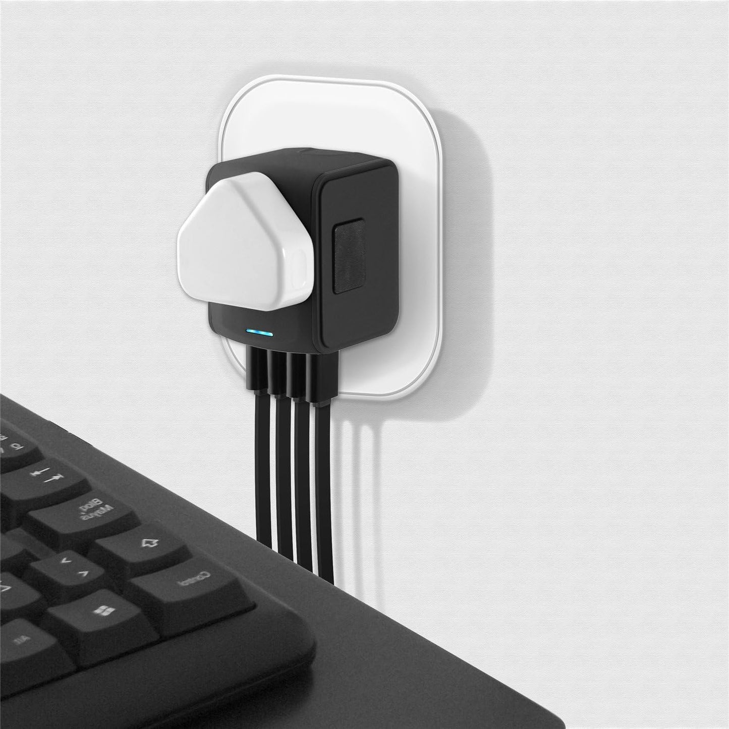 International Travel Adapter Universal Power 4 USB Wall Charger AC Wall Outlet Plugs Converter for US, EU, UK, AU European 160 Countries (Black)