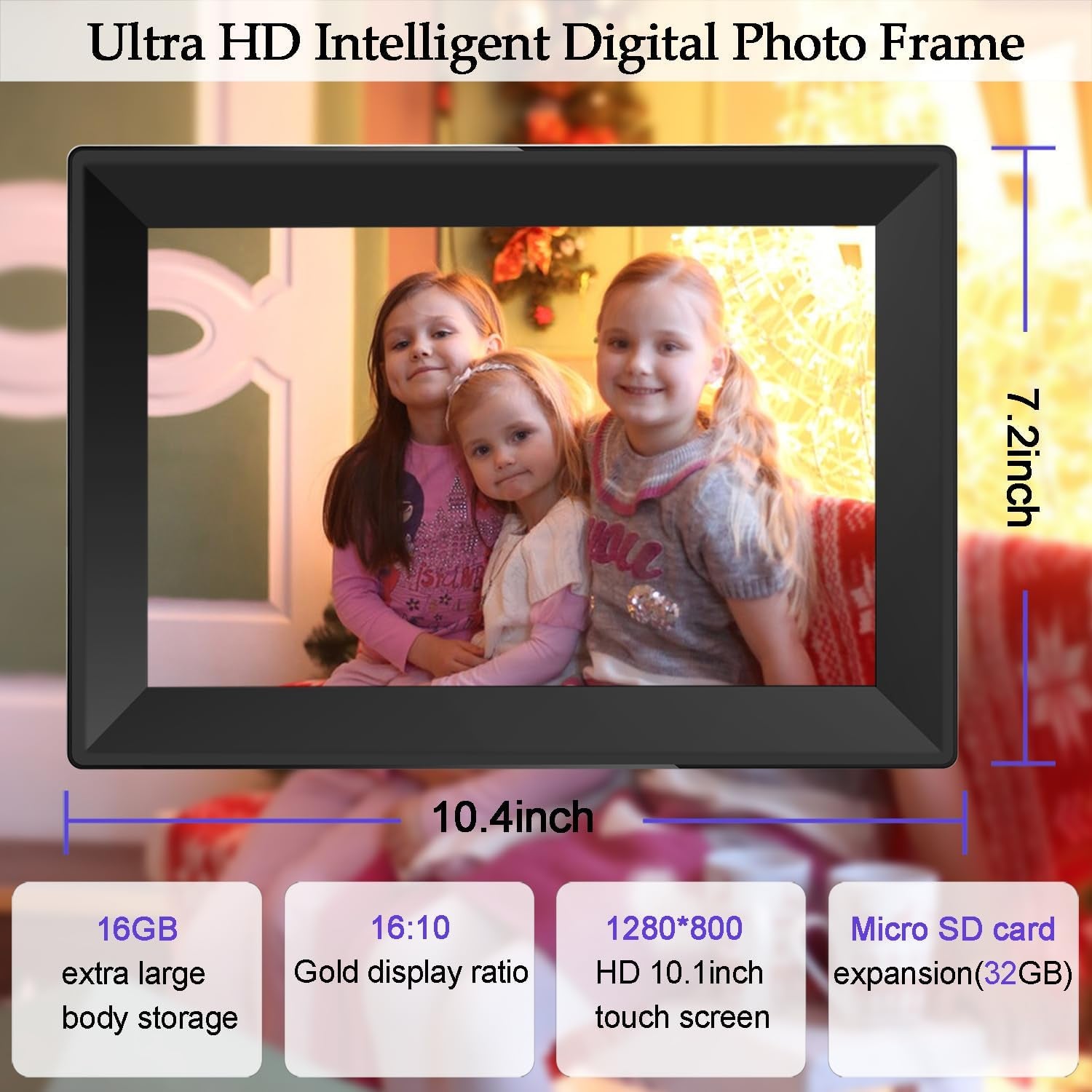 Slideshow Digital Picture Frame 10.1 Inch Wifi Touch Screen Digital Photo IPS HD
