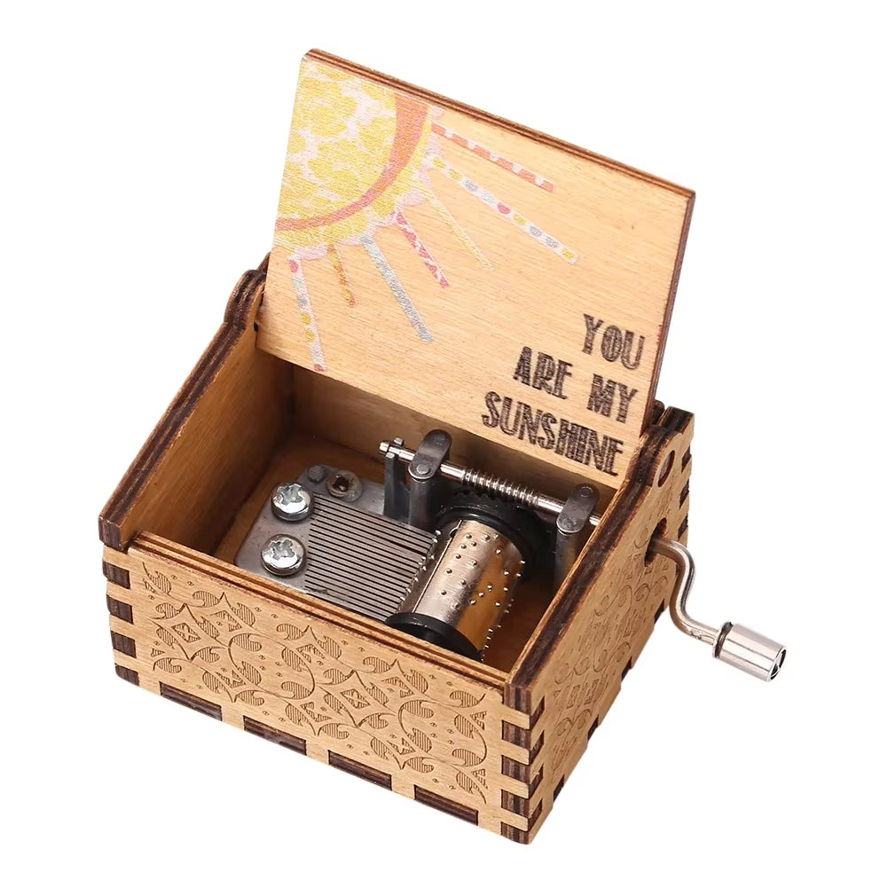 Wooden Hand Crank Music Box Bohemian Rhapsody Theme You Are My Sunshine Music Box Musica Theme Birthday Christmas Gift