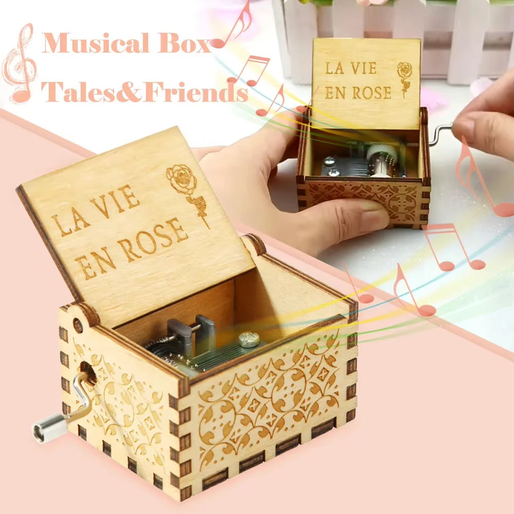 Wooden Hand Crank Music Box Bohemian Rhapsody Theme You Are My Sunshine Music Box Musica Theme Birthday Christmas Gift