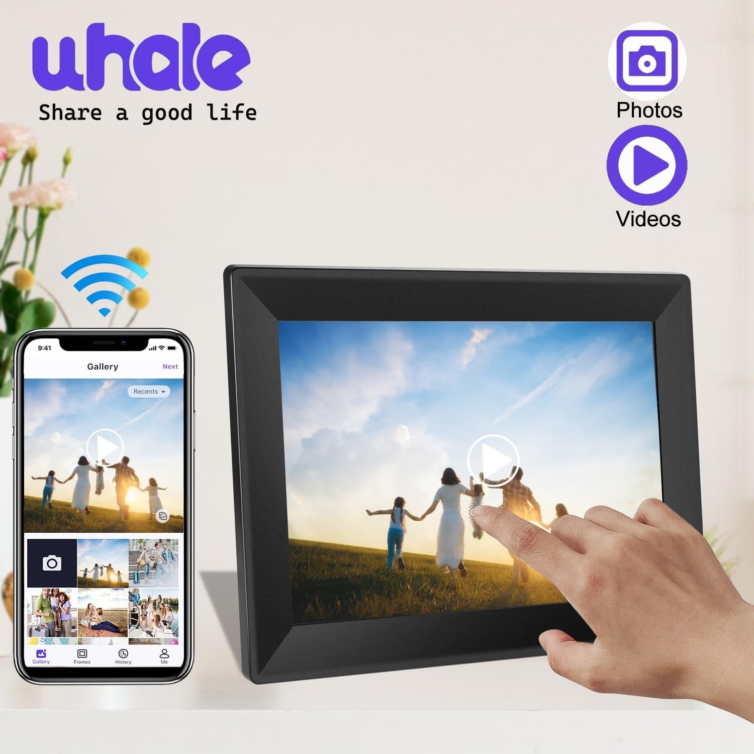 Slideshow Digital Picture Frame 10.1 Inch Wifi Touch Screen Digital Photo IPS HD