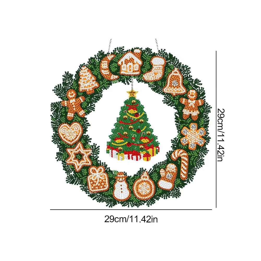 Special Shaped Diamond Painting Wall Decor Wreath Xmas Elk Christmas Xmas Snowman with LED Light for Home Window Door Decor Gift