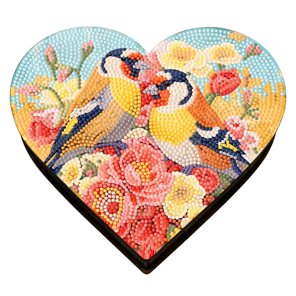 Wood DIY Diamond Painting Jewelry Box Kit Mandala Diamond Mosaic Embroidery DIY Jewelry Storage Box Flower Bird for Adults Kids