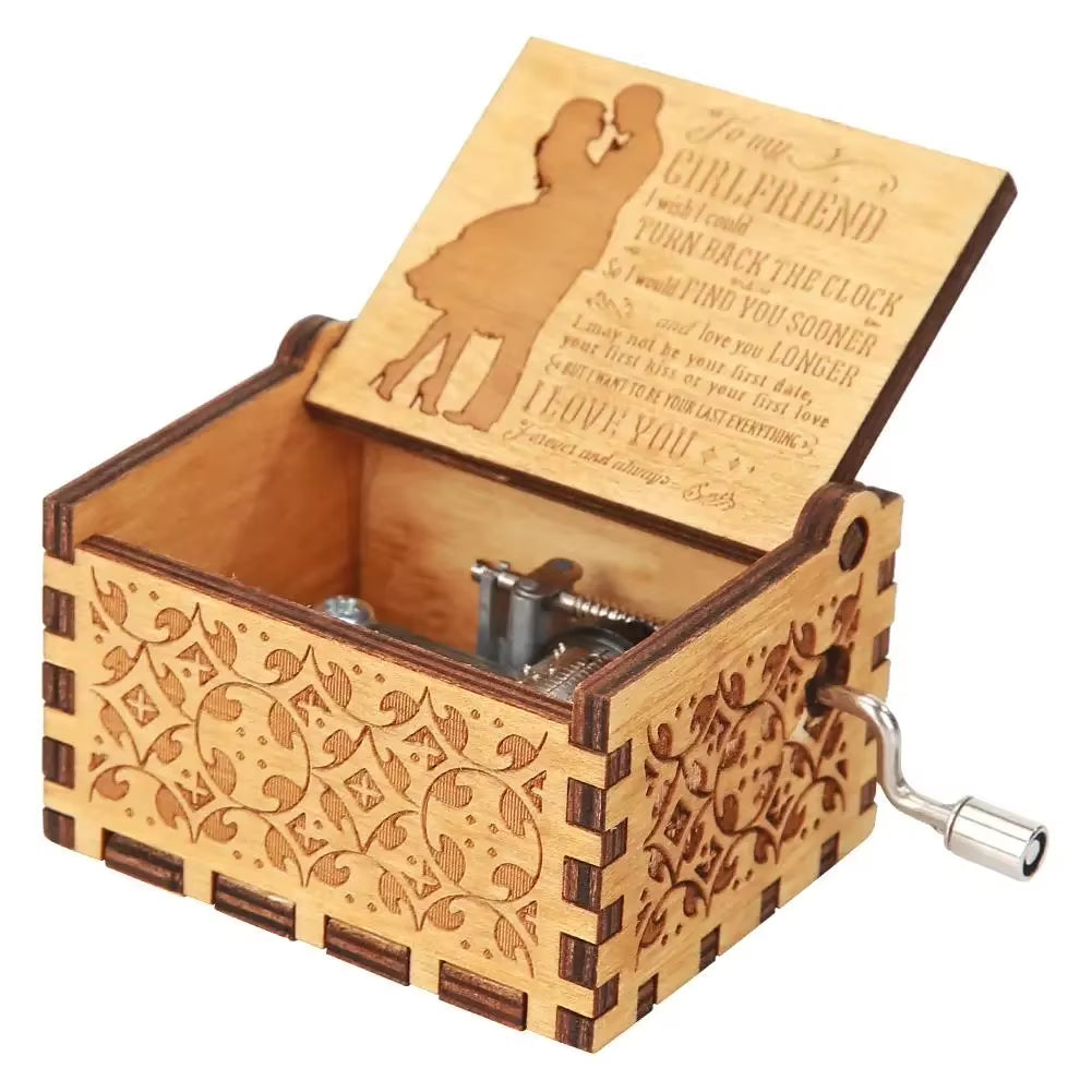 Wooden Hand Crank Music Box Bohemian Rhapsody Theme You Are My Sunshine Music Box Musica Theme Birthday Christmas Gift