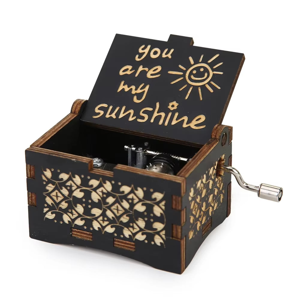 Wooden Hand Crank Music Box Bohemian Rhapsody Theme You Are My Sunshine Music Box Musica Theme Birthday Christmas Gift